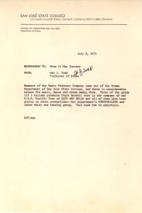 Dr. Todd SJSC letter 7 8 71