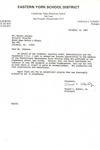 Eastern York Sch Dist letter 87