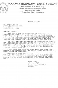 Pocono Mt Public Library letter 93