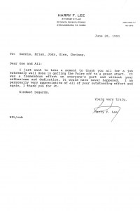 Harry Lee Letter