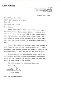 Judy Magee letter 8 19 89