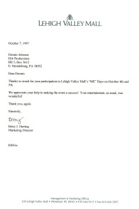 Lehigh Valley Mall Letter 10 7 97