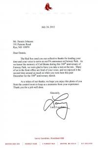 Lucchino Red Sox letter