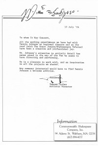 William Shakespeare letter 86